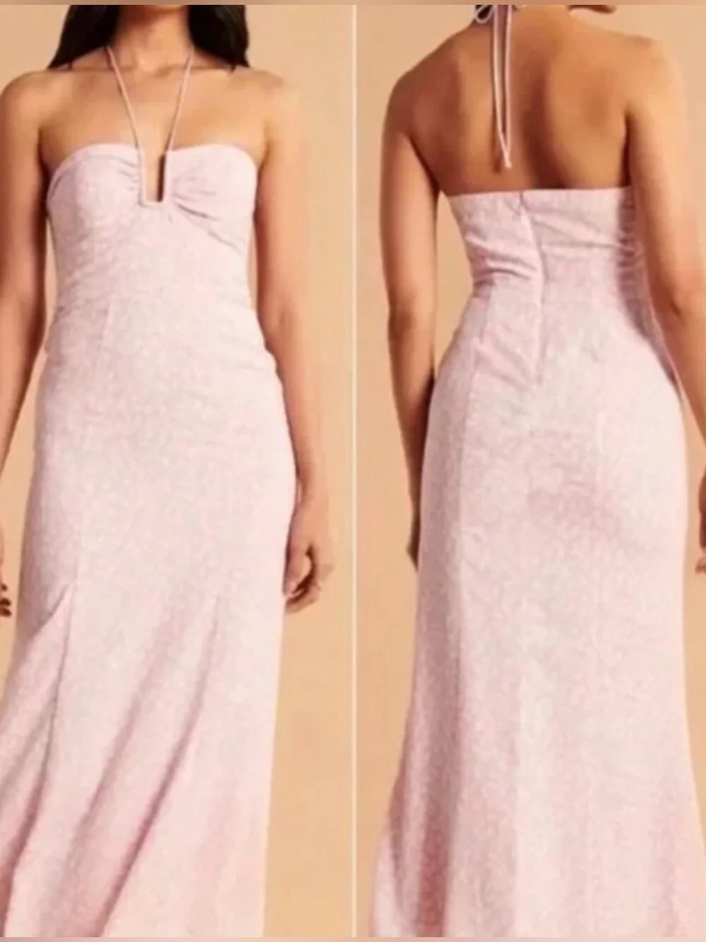 Abercrombie & Fitch Bloggers Favorite Pink Floral‎ Cinched Halter Maxi Dress